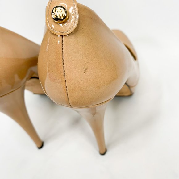 STUART WEITZMAN Patent Peep-Toe Platform Pumps 8.5 - Picture 7 of 8
